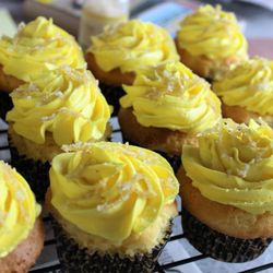 Island Girls Catering - Lemon cupcakes with lemon buttercream and candied lemon peel