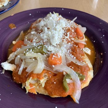 Mochileros Street Food - Regular pupusas. ( hand made corn tortillas filled with cheese and bacon) topped with Mochileros signature sauce. - Food Trucks Near Me - Anchorage, Alaska