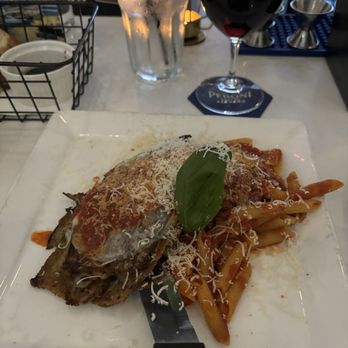Capri Pizza & Beach Bar - Eggplant Parmesan with Penne Pasta - Italian Near Me - Port Colborne, Ontario Capri Pizza & Beach Bar - Eggplant Parmesan with Penne Pasta - Italian Near Me - Port Colborne, Ontario