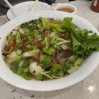 Pho Dau Bo - Seafood and BBQ pork soup with egg noodles - Vietnamese Near Me - Mississauga, Ontario