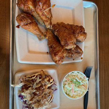 Bonchon Arden - Soy garlic and spicy drumsticks with Cole slaw and Takoyaki - Chicken Shop Near Me - Sacramento, California Bonchon Arden - Soy garlic and spicy drumsticks with Cole slaw and Takoyaki - Chicken Shop Near Me - Sacramento, California