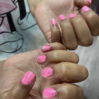 Aphrodite Nail Clifton - Pink with glitter top coat! - Nail Salons Near Me - Clifton, New Jersey