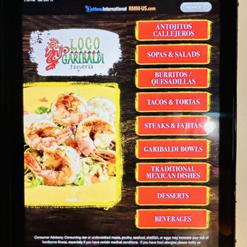 Loco Garibaldi - 6/13/26 - Menu tablet - Mexican Near Me - Wappingers Falls, New York