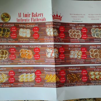 Al Amir Bakery - MENU - Bakeries Near Me - Claremont, California