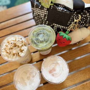 Chaya Hawaii - 24oz Kuromitsu Kinako Milk, 24oz Strawberry Matcha, 12oz Strawberry Yogurt, 12oz Strawberry Milk - Bubble Tea Near Me - Honolulu, Hawaii