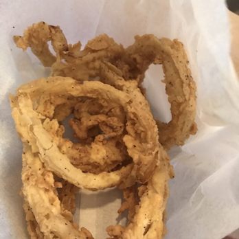 Harvey B's - Onion rings, a little salty but good - Burgers Near Me - Dallas, Texas
