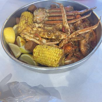 Crab N Spice - Snow crab 1 included 1 cost extra (2) shrimp, crawfish, sausages, corn (2) - Seafood Near Me - Carson, California Crab N Spice - Snow crab 1 included 1 cost extra (2) shrimp, crawfish, sausages, corn (2) - Seafood Near Me - Carson, California