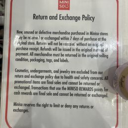 Return and exchange policy