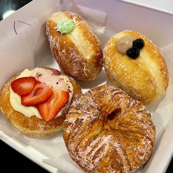 Rose Ave Bakery - Pandan Coconut, Milk Tea, Strawberry Passion Fruit Kouign Amann, and Strawberry Lychee Donut - Bakeries Near Me - Washington, DC, District of Columbia