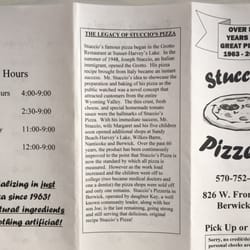 Stuccio's Pizzeria - Hours and history