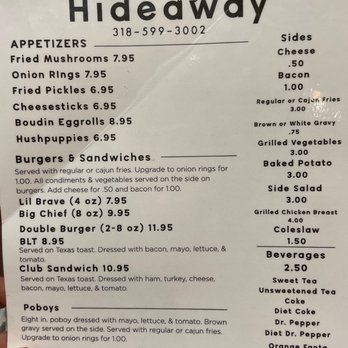 Chief’s Hideaway - the menu - New American Near Me - Calhoun, Louisiana