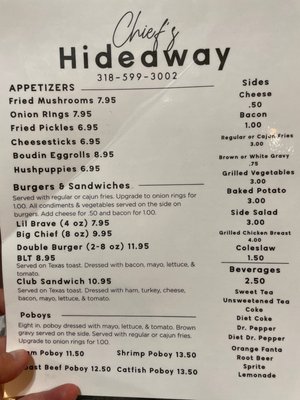 Menu photo 2 Chief’s Hideaway Calhoun, LA