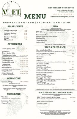 Menu photo 8 Viet Kitchen & Tea House Sterling, VA Menu photo 8 Viet Kitchen & Tea House Sterling, VA