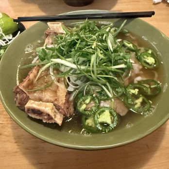 Soup Shop - Pho combination (~$17$ with rib bone (+~$4) [extra jalapeños] - Vietnamese Near Me - Whittier, California