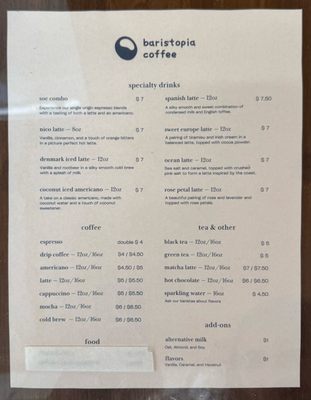 Menu photo 1 Baristopia coffee Beaverton, OR Menu photo 1 Baristopia coffee Beaverton, OR
