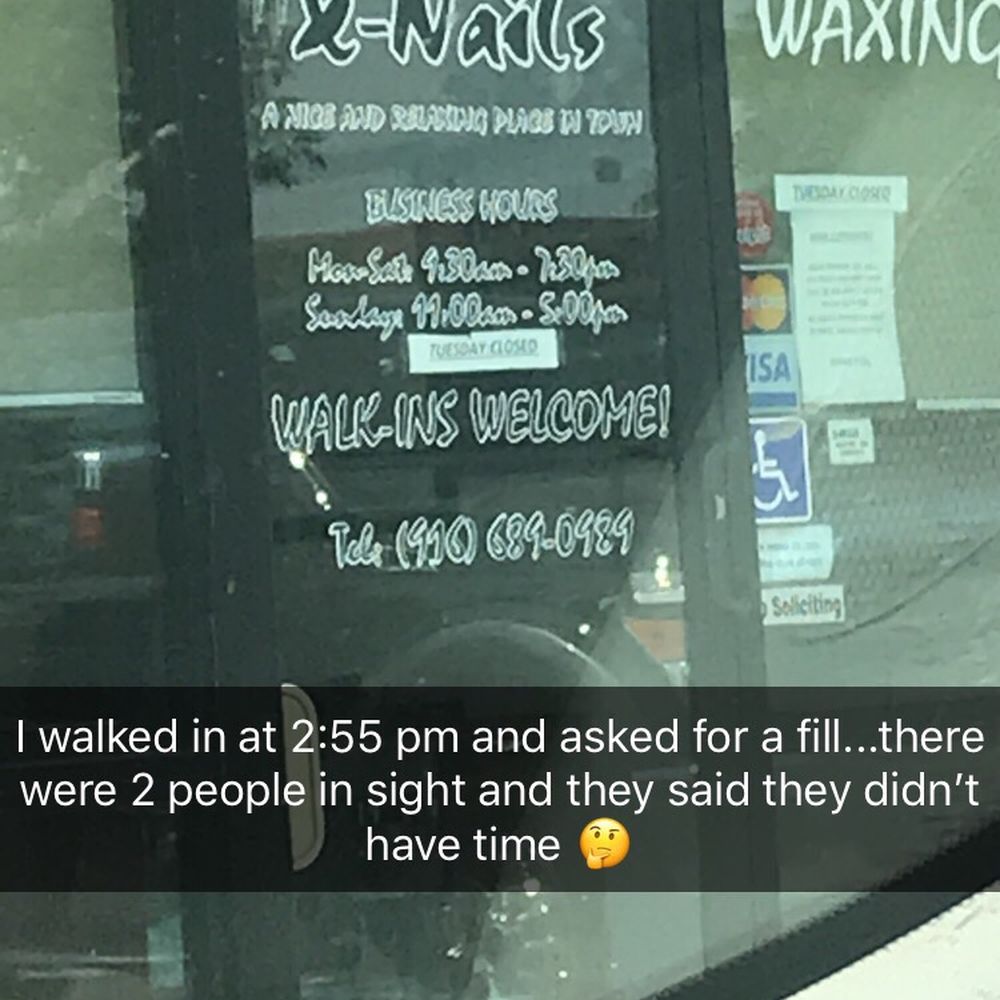 X-Nails - Apparently their maximum capacity is two customers.. - Nail Salons Near Me - Elk Grove, California X-Nails - Apparently their maximum capacity is two customers.. - Nail Salons Near Me - Elk Grove, California