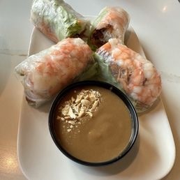 Grilled Pork Spring Rolls ($8.00)  added Shrimp ($5.00)