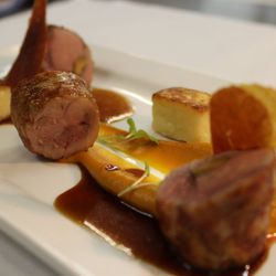 Boucher - Galantine of quail, pumpkin puree, Roman gnocchi & crisp prosciutto