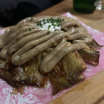 Castizo - Fried artichoke with andouille whiskey sauce. - Tapas/Small Plates Near Me - Seville, SE