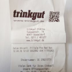Trinkgut - Der aktuelle Kassenzettel