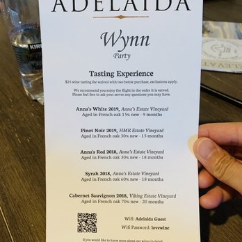 Adelaida Vineyards & Winery - Tasting menu 8/2021 - Wineries Near Me - Paso Robles, California Adelaida Vineyards & Winery - Tasting menu 8/2021 - Wineries Near Me - Paso Robles, California