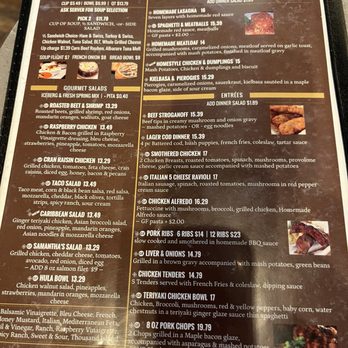 Samantha's Restaurant - Lunch/dinner menu entree section - Breakfast & Brunch Near Me - North Canton, Ohio Samantha's Restaurant - Lunch/dinner menu entree section - Breakfast & Brunch Near Me - North Canton, Ohio