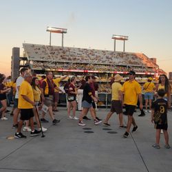 Mountain America Stadium - Maroon and gold.