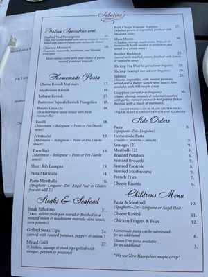 Menu photo 1 Sabatino's North Derry, NH