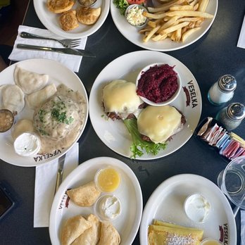 Veselka - Short Rib Pierogi Blintz Single Schnitzel Sandwich - Ukrainian Near Me - New York, New York Veselka - Short Rib Pierogi Blintz Single Schnitzel Sandwich - Ukrainian Near Me - New York, New York
