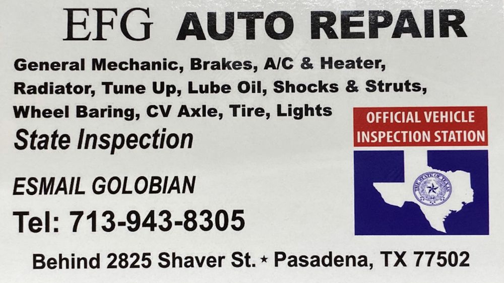 EFG AUTO REPAIR Updated June 2024 Request a Quote 2825 Shaver St