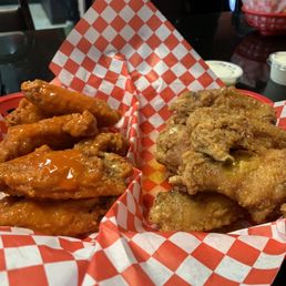 12 Wings: half lemon pepper/ half original hot 12 Wings: half lemon pepper/ half original hot