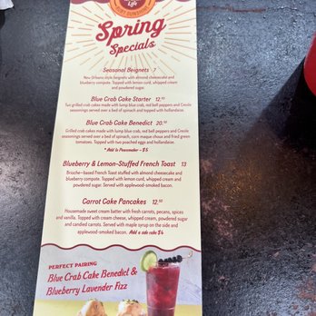 Ruby Slipper Metairie - Menu of the spring specials - Breakfast & Brunch Near Me - Metairie, Louisiana