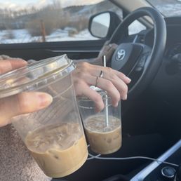 Iced Oat Milk Latte and Iced Almond Milk Latte