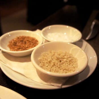 Jacobs & Co. Steakhouse - trio of salts: sea salt, magnesium infused salt, and hickory-smoked salt - Steakhouses Near Me - Toronto, Ontario