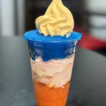 Cherry's Ice Cream & Water Ice - Large Gelatti customized with tangerine water ice, strawberry soft serve, blue razzberry water ice, and pineapple dole whip. - Ice Cream & Frozen Yogurt Near Me - Cherry Hill, New Jersey Cherry's Ice Cream & Water Ice - Large Gelatti customized with tangerine water ice, strawberry soft serve, blue razzberry water ice, and pineapple dole whip. - Ice Cream & Frozen Yogurt Near Me - Cherry Hill, New Jersey