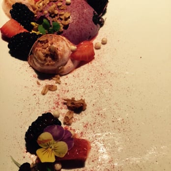 Rioja - Blueberry panna cotta.  Too pretty to eat! - New American Near Me - Denver, Colorado