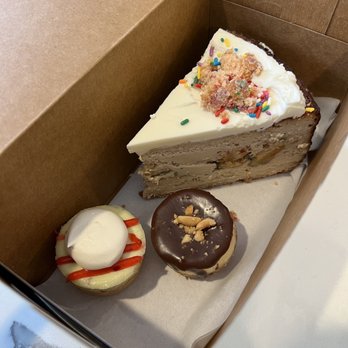 The Cheesecake Girl - a slice of cake and two donuts - Desserts Near Me - Dublin, Ohio The Cheesecake Girl - a slice of cake and two donuts - Desserts Near Me - Dublin, Ohio