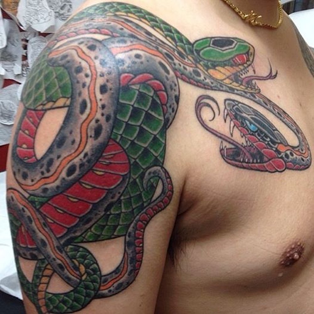 Shogun Tattoo Studios - Double Snakes by Andrew Moore! - Tattoo Near Me - Pasadena, California Shogun Tattoo Studios - Double Snakes by Andrew Moore! - Tattoo Near Me - Pasadena, California