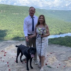 Prentice Cooper State Forest - Our wedding day on Snoopers Rock.