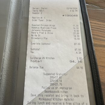 Monkeypod Kitchen - Dinner for two March 2024 - Tacos Near Me - Honolulu, Hawaii Monkeypod Kitchen - Dinner for two March 2024 - Tacos Near Me - Honolulu, Hawaii
