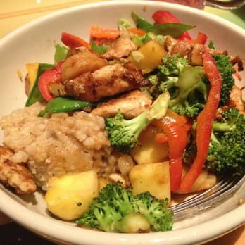Islands Restaurant - Chicken bowl with veggies and brown rice.  But the rice was a congealed ball and had the texture and taste of oatmeal. - Sports Bars Near Me - Irvine, California