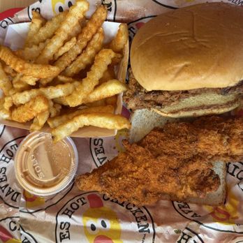 Dave's Hot Chicken - Dave's #3 1 Tender & 1 Slider w/ Fries - Chicken Shop Near Me - Riverview, Florida Dave's Hot Chicken - Dave's #3 1 Tender & 1 Slider w/ Fries - Chicken Shop Near Me - Riverview, Florida