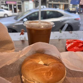 Fresh Brew Coffee - Plain bagel with cream cheese and Vietnamese Coffee with light ice. - Coffee & Tea Near Me - San Francisco, California