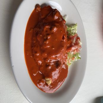 Mary & Tito's - stuffed sopapilla with red sauce - New Mexican Cuisine Near Me - Albuquerque, New Mexico