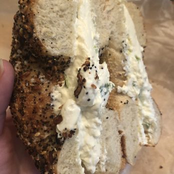New York Bagel - The Works Bagel with Scallion Cream Cheese - Bagels Near Me - Fall River, Massachusetts