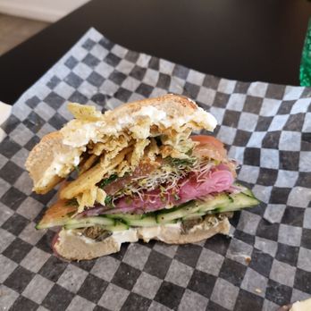 Lox + Schmear - The Fancy Fancy with dill chips inside, omg! - Bagels Near Me - Toronto, Ontario