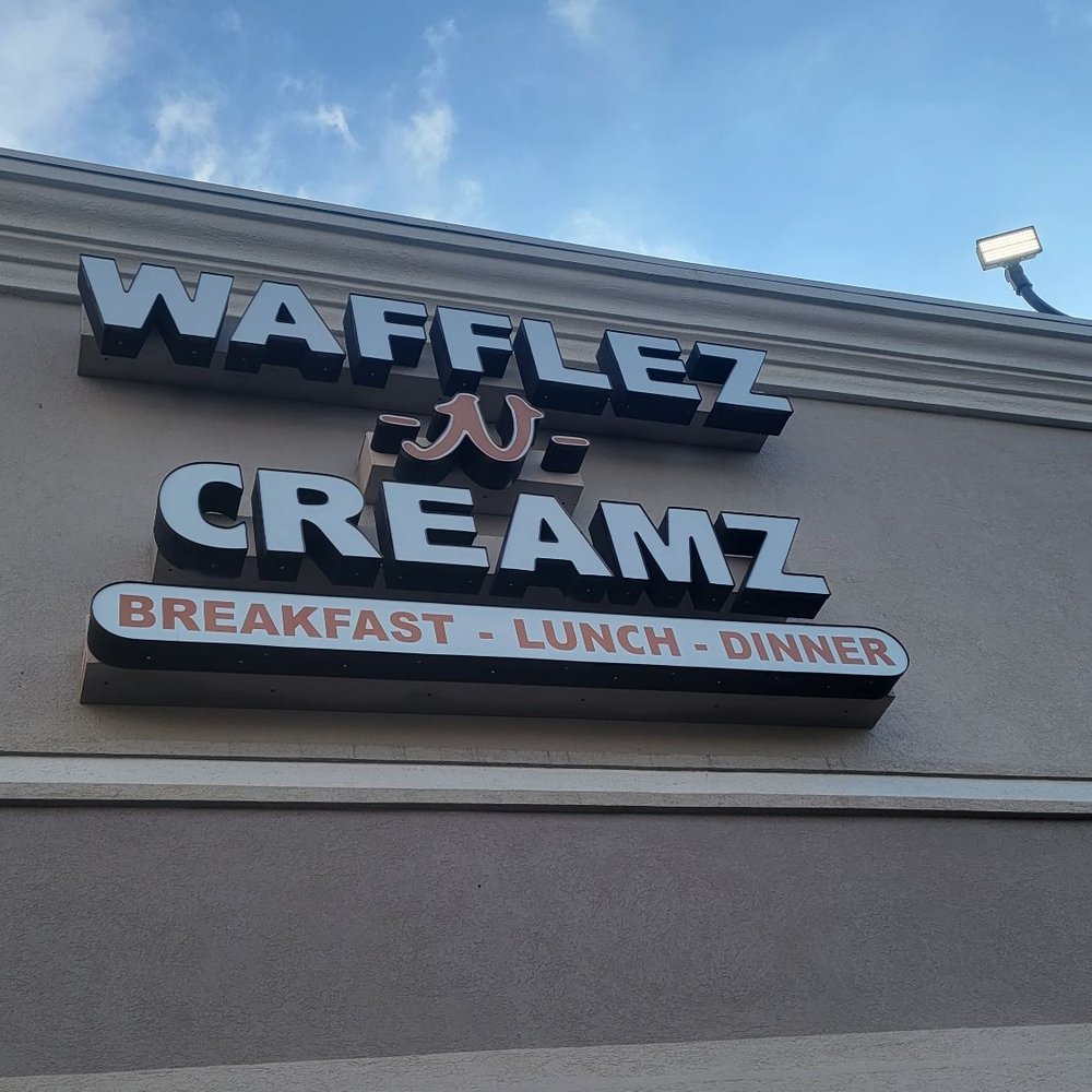 Wafflez-N-Creamz - Signage outside - Ice Cream & Frozen Yogurt Near Me - Humble, Texas Wafflez-N-Creamz - Signage outside - Ice Cream & Frozen Yogurt Near Me - Humble, Texas