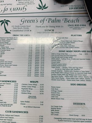 Menu photo 6 Green's Pharmacy Luncheonette Palm Beach, FL Menu photo 6 Green's Pharmacy Luncheonette Palm Beach, FL