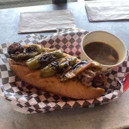 Combo sausage and Mom's Italian Beef Combo with sweet peppers. Amazing!