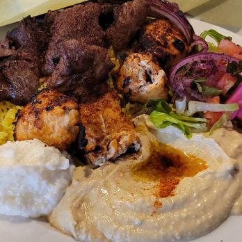 WTFalafel - My trio kababs with turnips, basatmi rice, hummus and garlic sauce....all gluten and dairy free. - Falafel Near Me - Moreno Valley, California WTFalafel - My trio kababs with turnips, basatmi rice, hummus and garlic sauce....all gluten and dairy free. - Falafel Near Me - Moreno Valley, California
